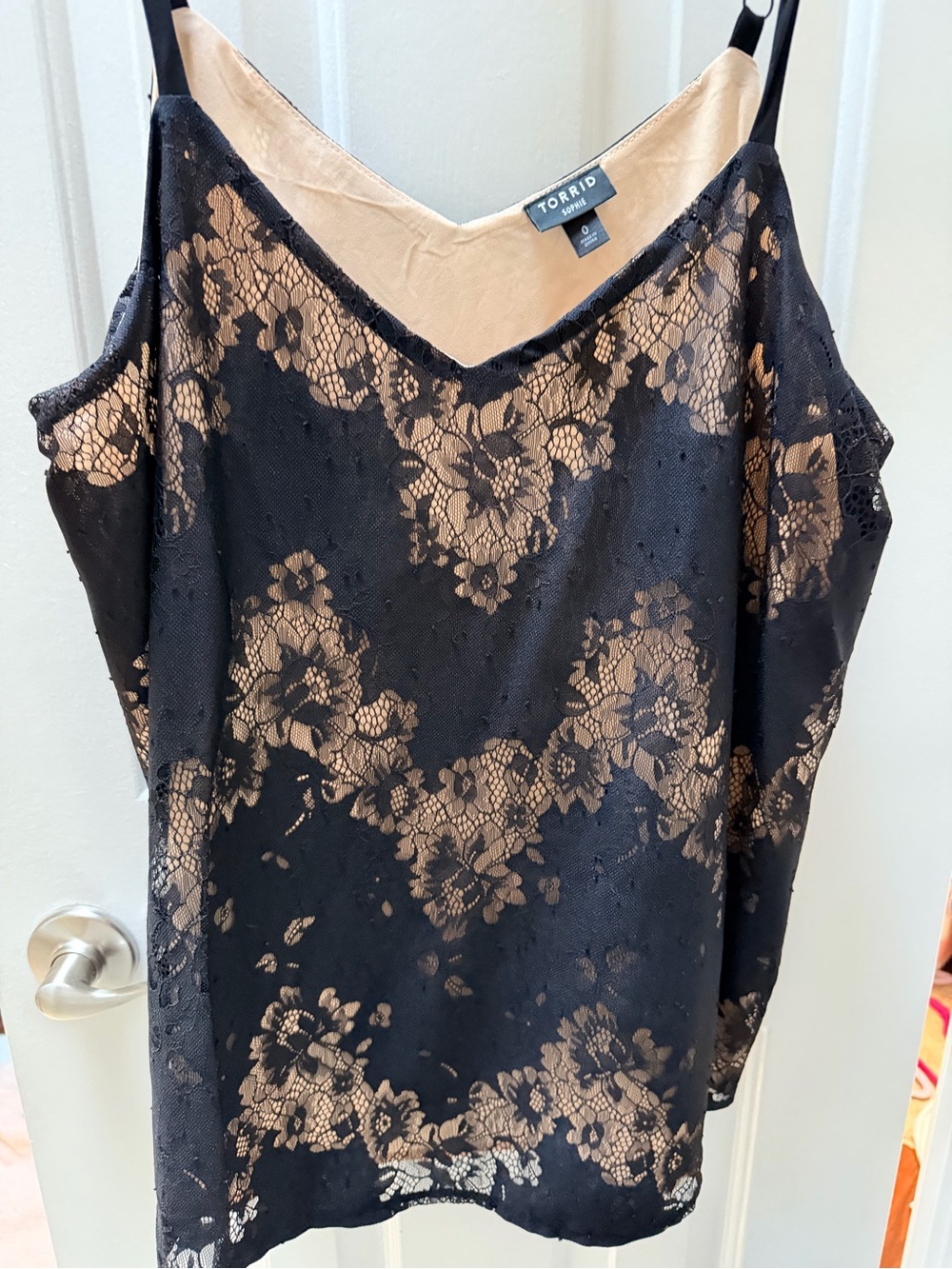 torrid Black Lace Overlay Cami with Nude Lining (Floral)